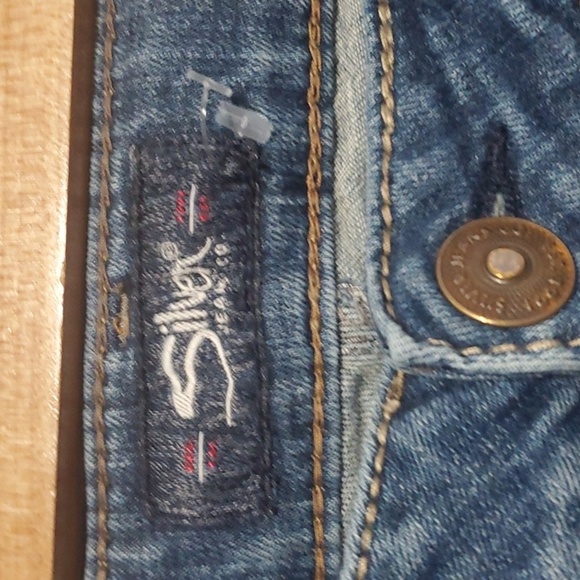 Silver Jeans Co Jeans Mens Sz 29 Blue Embelliahed Stylish Distressed Ripped Sam - Picture 6 of 16
